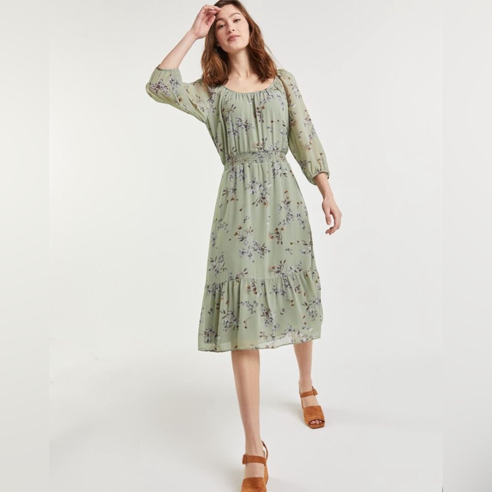 Printed chiffon midi dress by Reitmans size S